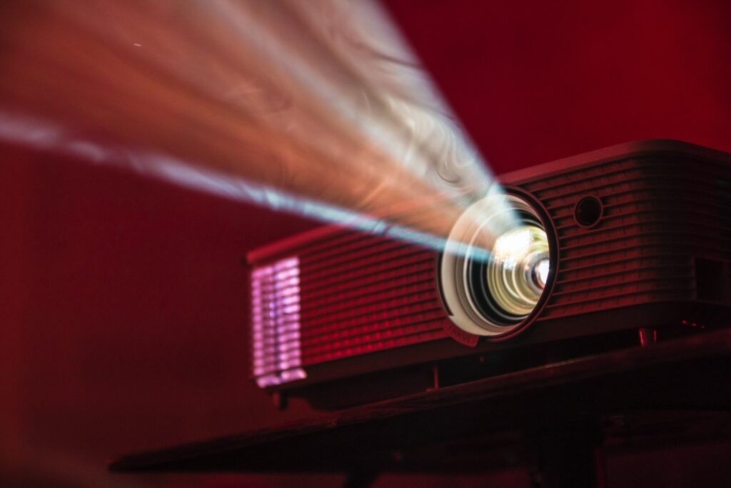 Movie projector lit up red